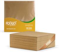 FOOGO Green 500 Serviettes Papier Marron 33x33cm 2 Plis FSC® | Certifiées FSC®, 2 épaisseurs, Compostables à domicile, Extra douces, Cocktails, Fêtes, Réceptions, Usage quotidien