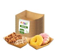 FOOGO Green 50pcs Barquettes Alimentaires Jetables en Carton 300ml, Plateau Jetable Écologique 16,3x13x4cm, Boîte Carton Alimentaire Résistante Eau/Huile, Snack Box Emporter, Bols Jetables Fête
