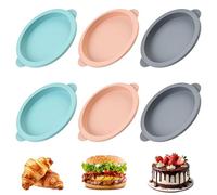 Foonary Lot de 6 moules à muffins en silicone - 12 x 13,5 cm (bleu, gris, rose - 2 de chaque) - Rond - Compatible avec Airfryer - Moules polyvalents pour la pâtisserie et la cuisine