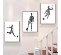 Football Affiches Tableaux Noir Et Blanc Football Garçon Murale Art Toile Peinture Enfants Chambre Decoration 50X70cmx3 Sans Cadre