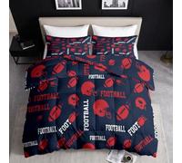 Football Casque Parure de lit imprimée | Housse de Couette Douce 200 x 200 cm + 2 taies 枕套尺寸 | Sport Décontracté, Bleu Marine
