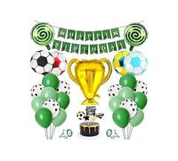 Football Decoration Anniversaire Fête FONGWAN Bannière Joyeux Anniversaire, Latex Ballon, Cake Topper pour Garcon & Fille - Vert