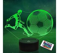 Football Enfants, Cadeau Foot, Cadeau garçon 10-12 Ans - Cadeau Foot Lampe de Nuit avec télécommande + Tactile 16 Couleurs Clignotantes + minuterie - Cadeau Foot, Fan de Sport
