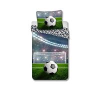 Football Goal Housse de Couette 140x200 + Taie 65x65 Coton Cadeau | Parure de lit réversible 1 personne | Coton naturel respirant | Design football | Garçon | Cadeau | Lavable en machine