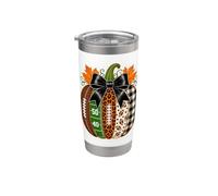 Football Inspired Fall Pumpkin Leopard Autumn Sports Funny Gobelet isotherme en acier inoxydable double paroi