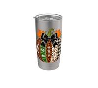 Football Inspired Fall Pumpkin Leopard Autumn Sports Funny Gobelet isotherme en acier inoxydable double paroi