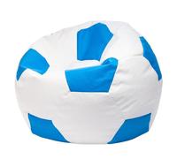 Football Pouf M en Simili Cuir, Pouf Fauteuil Gaming Enfant, 65x45cm, Bleu Clair - Ecopuf