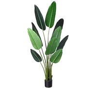 Fopamtri Plantes Artificielles Fausse Voyageurs Banana Plante en Pot Hauteur 150cm Tropical Vertes Palmier Artificiel Arbre Oiseau de Paradis Artificiel pour Interieur ou Exterieur Decoration（1PACK