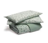 Foppapedretti Nuit & Nature Housse de Couette 2P 2P avec 2 taies d'oreiller ; Feuilles Sauge 100% Coton, fabriqué en Italie
