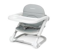 Foppapedretti Siège élévateur Lift, enfants de 6 mois à 3 ans (jusqu'à 15 kg), plateau amovible, fermé et transportable, sac inclus, rembourrage amovible et lavable, 3 hauteurs, gris