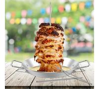 Foppla Gril à brochettes verticales, support de rôtissoire en acier inoxydable avec pics amovibles de 20,3 cm, 25,4 cm, réglable et passe au lave-vaisselle pour fumoir/friteuse à air, camping en plein