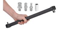 Foppla Rallonge de clé professionnelle, set avec 4 pièces : adaptateurs d'entraînement 1/2", 1/4" et 3/8", rallonge à cliquet, pour clé universelle prolongée (noir)