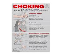 FOPURE Abdominal Thrusts First Aid Poster Choking Emergency Response Guide Canvas Wall-Art for Workplace Gym Restaurant(Framed,08x12inch(20x30cm))