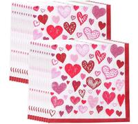 Fopytu 40 Pcs Coeur Motif Serviette Romantique Serviette Serviettes De Papier Serviettes De Cocktail pour Les Fournitures De Décoration De Fête De Mariage