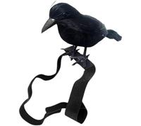 Fopytu Statue De Corbeau Gothique Réaliste en Plumes Noires pour Halloween, Style Bandoulière, Décoration De Fête d'halloween, Accessoires D'extérieur pour Oiseaux, pour Les Fêtes