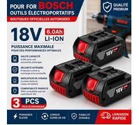For Batterie lithium-ion Bosch 18V 6.0Ah 3Pcs, batterie rechargeable à haute capacité pour les outils électriques Bosch