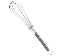 For MINI Fouet à main en acier inoxydable 430 pour fouetter la crème et mélanger la pâte avec poignée à ressort Argenté (13,5 cm)