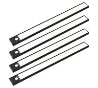 For Ultra-For Slim Lot de 4 lampes LED à détecteur de mouvement - Lumière d'armoire magnétique sans fil de 20 cm avec 3 modes pour cuisine, armoire, escaliers sous le comptoir - Blanc (noir)