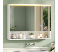 FORABAMB Meuble Salle de Bain avec Éclairage LED et Prise, 80x19.5x75.5 cm | Armoire de Toilette avec HD Miroir, Étagère Réglable, Capteur Tactile, Armoire Murale Salle de Bain pour Salle de Bain,Lavabo