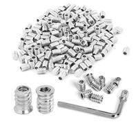 Forbabe Lot de 100 écrous à visser M8 x 20 mm - Insert fileté en bois - Manchons à visser à six pans creux galvanisés (M8 x 20 mm)