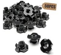 Forbabe Lot de 50 écrous à frapper M5 x 8 mm - Noir - 4 griffes - Insert fileté
