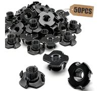 Forbabe Lot de 50 écrous à frapper M8 x 10 mm - Noir - 4 griffes - Insert fileté