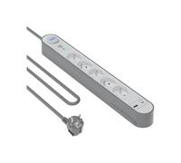 Force Power Lite - Protection contre les surtensions - Chargeur USB A + C, garantie à vie - CA 220-250 V - 3600 Watt - connecteurs de sortie : 5 - 1.5 m cordon - gris, blanc