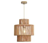 FORCOSO Lampe Suspendue en Rotin, Lampe à Suspensions Table à Manger, Rotin Lampe de Plafond Ø32 cm, Lampe Suspendue Boho E27, max.60W pour Chambre Salon Salle à Manger Couloir Cuisine - Marron