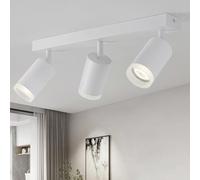 FORCOSO Plafonnier - Spot 3 voies réglable à 350°, GU10 blanc abat-jour en métal antireflet, plafonnier mural industriel pour cuisine, salon, couloir, chambre à coucher