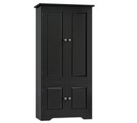 FOREHILL Armoire de Rangement,4 Portes, Petit Meuble de Rangement, Noir | Armoire chambre, Buffet haut cuisine, Étagère réglable, Meuble de rangement de salon, chambre, entrée, 58x31,5x123cm, Moderne