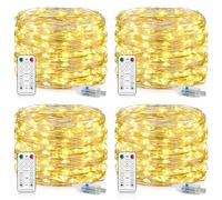Forepin 150LED Guirlande Lumineuse, 15M USB Etanche Guirlande LED 8 Modes avec Télécommande et Minuterie, Lumière Etoilée en Fil de Cuivre pour Interieur, Décoration, Noël, Oirée, Mariage, Fête