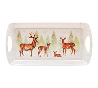 Forest Family Plateau en mélamine avec poignées de transport Motif cerf 41 x 21 x 3 cm