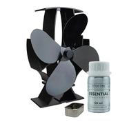Forest Master SuperFast Mini ventilateur de poêle semi-chauffant, circulateur de chaleur compact pour brûleurs à bois et cheminées, noir