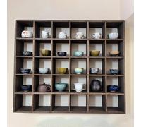 forestalk Étagère murale en bois pour tasses à thé, verres à liqueur, tasses à café, étagères flottantes multi-fentes pour l'organisation de la cuisine ou du salon