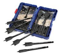 Foret a bois plats a bois WORKPRO, 8 Pieces, tige hexagonale a changement rapide de 6,35 mm, 12 mm/16 mm/18 mm/20 mm/22 mm/25 mm/28 mm/32 mm, etui de rangement