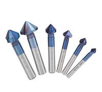 Foret à Chanfreiner, 6 Pièces Fraisoirs en Acier au Tungstène Fraise à Noyer Fraise Conique Chanfreiner Fraise à Chanfreiner 6,3mm, 8,3mm, 10,4mm, 12,4mm, 16,5mm, 20,5mm pour Bois Métal