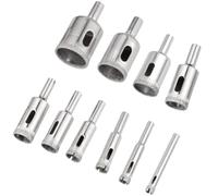 Foret à Verre Diamanté en Émeri, Lot de Set, Multi-usage | Verre, Marbre, Granit et Céramique, Usage Maison ou Magasin, Finition Argentée, Kit de Perçage