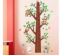 Forêt Animaux Singe Lapin Arbre Hauteur Mesure Sticker Mural Enfants Enfants Chambre Décor Sticker Art 3D Affiche Murale