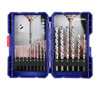 Foret Béton WORKPRO 15 Pièce avec Boîte Ø3, 4, 5, 6, 8 et 10 mm Mèche à Béton Forets Set pour Brique, Maconnerie, Ciment