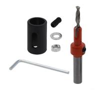 Foret conique à tige ronde de 8 mm, outil de travail du bois pour trous pilotes et vis autotaraudeuses avec bouchon réglable, contrôle de la profondeur de 29 mm (4 x 8)