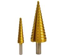 Foret conique étagé - Lot de 2 - EURO VANADIUM - Acier rapide titanium - Ø 4 à 30 mm - Perçage précis sans changer d'outil