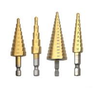 Foret Conique HSS 4-20mm Revêtement Réduction Frottement | Queue hexagonale 6.35mm, anti-glissement, compatible perceuses standard, idéal bricolage(3pcs)