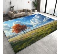 Forêt Coucher De Soleil Tapis de Salon Petit 120x170 cm 3D Paysage Naturel Arbres Tapis de Chambre Flanelle Antidérapant Lavable Poil Court Rug pour Salon Chambre Q-73