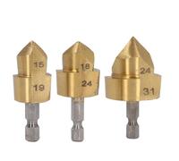 Foret D'alésoir de Tuyau PPR, 3 Pièces Forets D'alésage de Tuyau D'eau en Acier à Haute Teneur en Carbone Kit de Foret étagé D'outil D'alésoir de Tuyau Tige Hexagonale de 1/4 Pouce