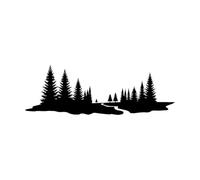 Forêt de sapins Nature sauvage Stickers muraux 37.5x112.3cm Étanche Noir