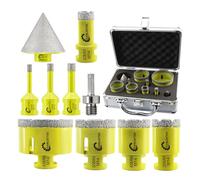 Foret Diamant Kit Trepan Carrelage - 10pcs (6/8/10/20/35/40/50/68mm+50mm Mèches de Chanfrein+Adaptateur) Scie Cloche pour Carrelage Céramique Porcelaine Marbre Granit M14 Filetage SANLEETEK