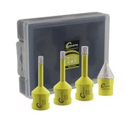 Foret Diamant Kit Trepan Carrelage - 4pcs 6/6/8mm Scie Cloche+20mm Mèches de Chanfrein pour Carrelage Céramique Porcelaine Marbre Granit M14 Filetage SANLEETEK
