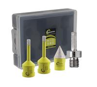 Foret Diamant Kit Trepan Carrelage - 4pcs 6/6mm Scie Cloche+20mm Mèches de Chanfrein+Adaptateur Hexagonal pour Carrelage Céramique Porcelaine Marbre Granit M14 Filetage SANLEETEK