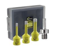 Foret Diamant Kit Trepan Carrelage - 4pcs 6/8/10mm Scie Cloche+Adaptateur Hexagonal pour Carrelage Céramique Porcelaine Marbre Granit M14 Filetage SANLEETEK