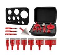 Foret Diamant Kit Trépan Carrelage - FOCSTOL 11 pièces (6/8/10/20/25/28/32/35/45/50/65mm+50mm Mèches Chanfrein Biseautées) Scie Cloche Diamantée pour Porcelaine Carrelage Marbre Granit
